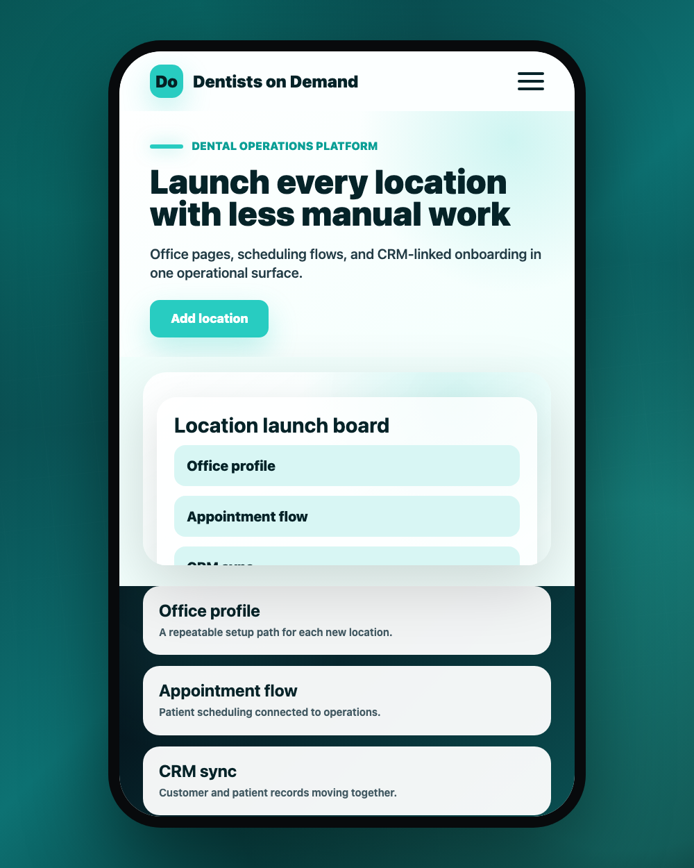 Dentists on Demand inset project preview